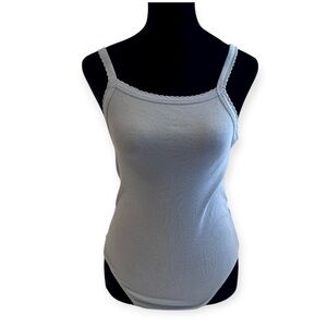 urban outfitters blue ribbed thong body suit coquette cottagecore layering y2k